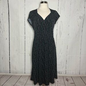 Worthington Black Dot-Print Cap Sleeve Midi Dress